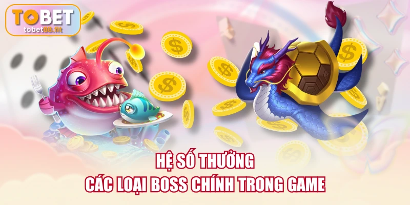 Cách Chơi Bắn Cá Xèng Săn Boss Khủng Kiếm Xu Cực Đậm 3 Hệ số thưởng các loại boss chính trong game